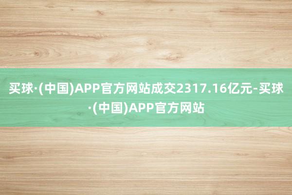 买球·(中国)APP官方网站成交2317.16亿元-买球·(中国)APP官方网站