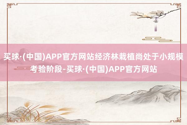 买球·(中国)APP官方网站经济林栽植尚处于小规模考验阶段-买球·(中国)APP官方网站