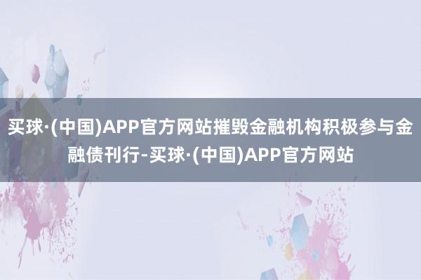 买球·(中国)APP官方网站摧毁金融机构积极参与金融债刊行-买球·(中国)APP官方网站