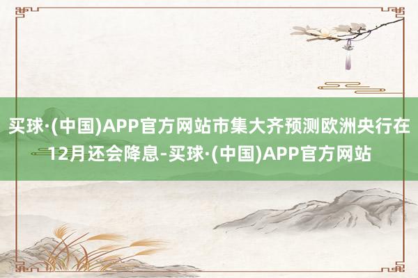 买球·(中国)APP官方网站市集大齐预测欧洲央行在12月还会降息-买球·(中国)APP官方网站