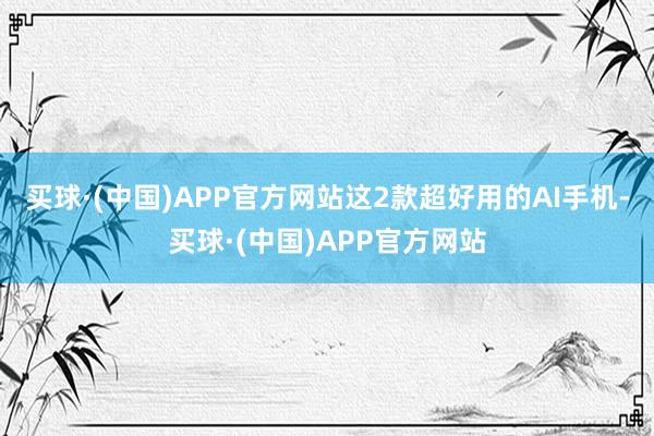 买球·(中国)APP官方网站这2款超好用的AI手机-买球·(中国)APP官方网站