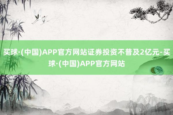 买球·(中国)APP官方网站证券投资不普及2亿元-买球·(中国)APP官方网站