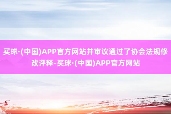 买球·(中国)APP官方网站并审议通过了协会法规修改评释-买球·(中国)APP官方网站