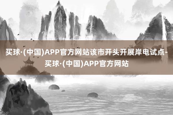 买球·(中国)APP官方网站该市开头开展岸电试点-买球·(中国)APP官方网站